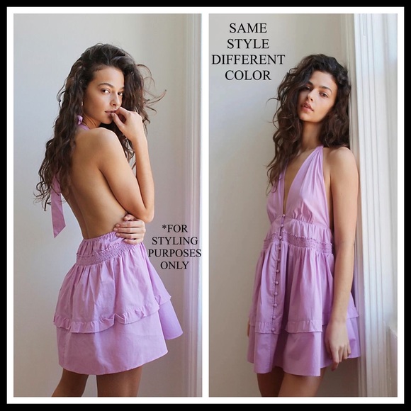 FREE PEOPLE BOHO HALTER MINI DRESS A2C - Picture 6 of 14